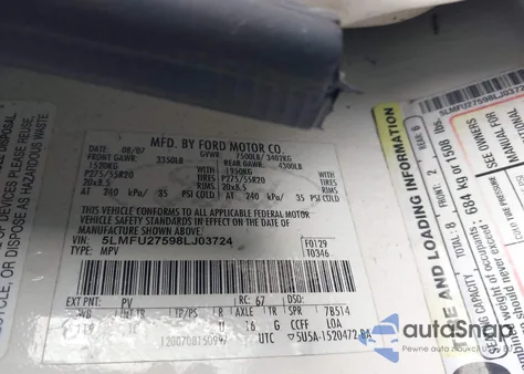 2008 Lincoln Navigator from USA, damaged, VIN 5LMFU27598LJ03724